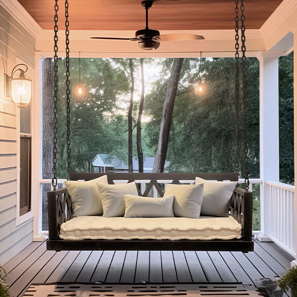 Black Porch Swing with Cushion