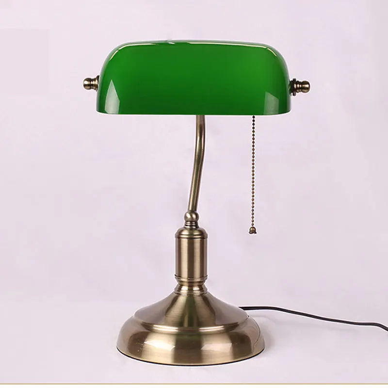 European Bank Table Lamp Retro Creative Personalized Glass Table Lamp Antique Bronze Living Room Bedroom Decorative Bedside Lamp