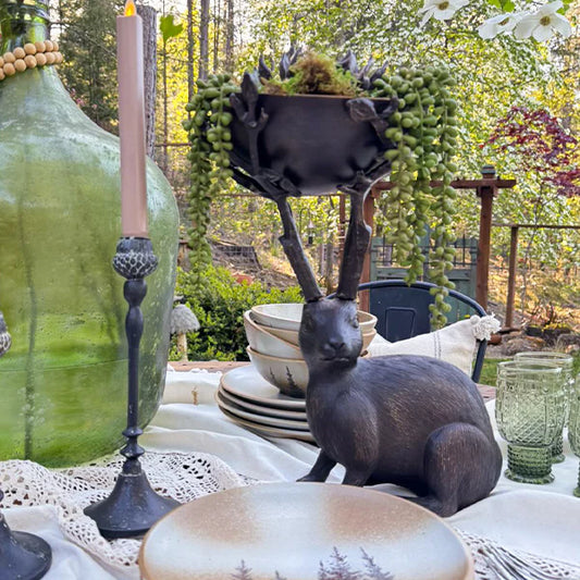 Bronze Bunny Decor with Bowl | Brilliant Centerpiece Collection