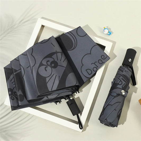 Full-Automatic Umbrella Sunscreen Black Coating Cartoon Cat Women Three-Folding Umbrella Rain Girls Sun Umbrella for Men Women