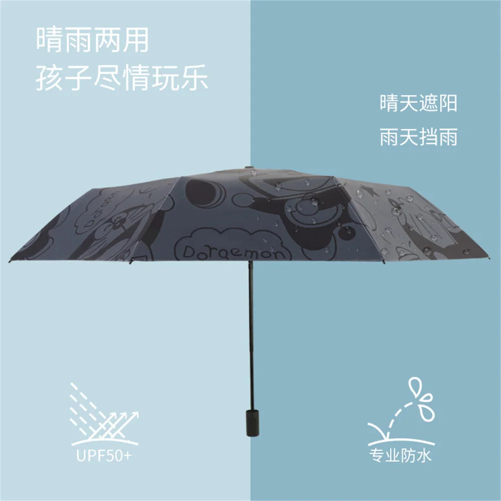 Full-Automatic Umbrella Sunscreen Black Coating Cartoon Cat Women Three-Folding Umbrella Rain Girls Sun Umbrella for Men Women