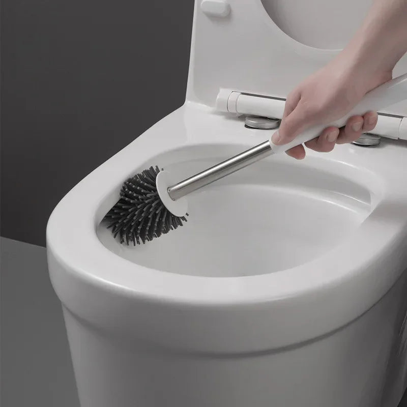 Hair Brush Toilet Brushes with Holder Set Wall-Mounted Long Handled Toilet Cleaning Brush Modern Hygienic Bathroom Accessories