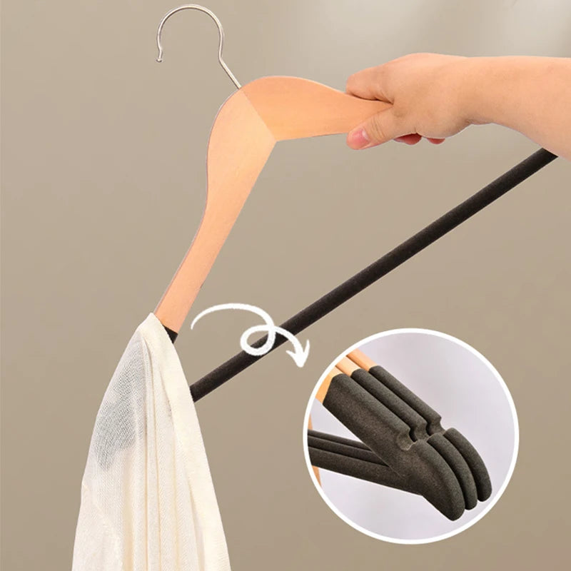 Hangers for Clothes Wardrobe Organizer Non-Slip Flocking Shoulder Luxury Wooden Shirt Dress Suit  Coat Velvet Clothes Hanger