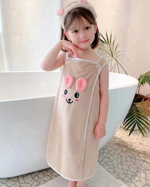 High Grade Children's Bath Towel  Skirt Hair Band Suitable for Wear By Older Children In Bathrobes 3-15 Years Old Absorbent