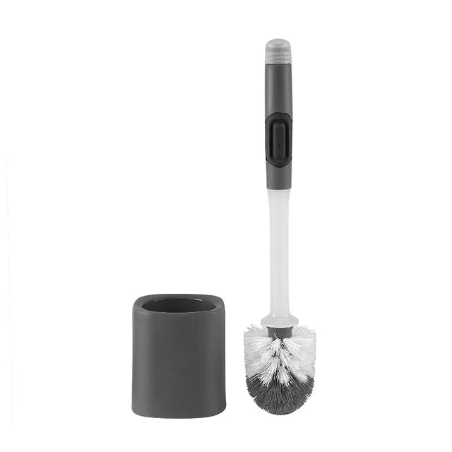 Household Toilet Brush Set Wall-Mounted with Holder Silicone TPR Detergent Refillable Brush for Corner Cleaning Bathroom Tools