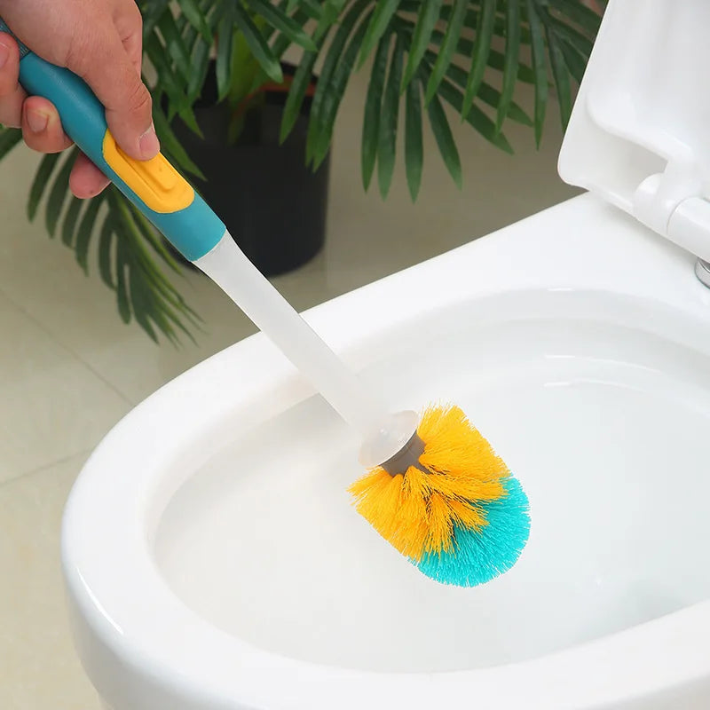 Household Toilet Brush Set Wall-Mounted with Holder Silicone TPR Detergent Refillable Brush for Corner Cleaning Bathroom Tools