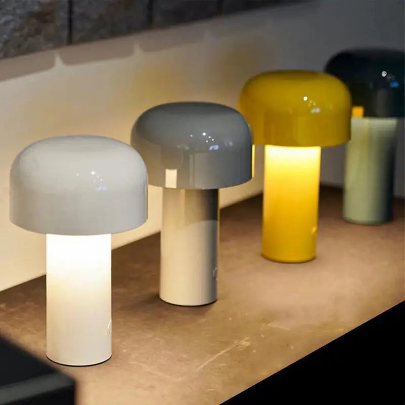 Italian Mushroom Table Lamp Rechargable Night Light Portable USB Charging Touch Bedside Table Lamp Living Room Decoration Lamp