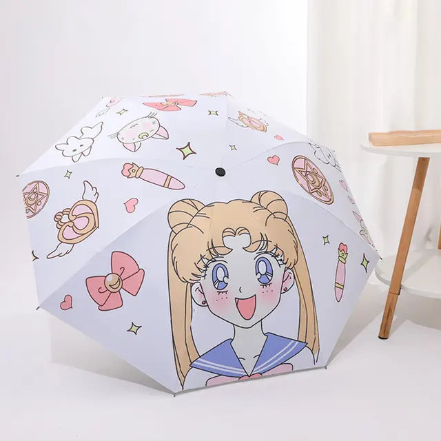 Jade Guigou Umbrella Cartoon Fully Automatic Student Folding Portable Umbrella Safe for both sunny and rainy use