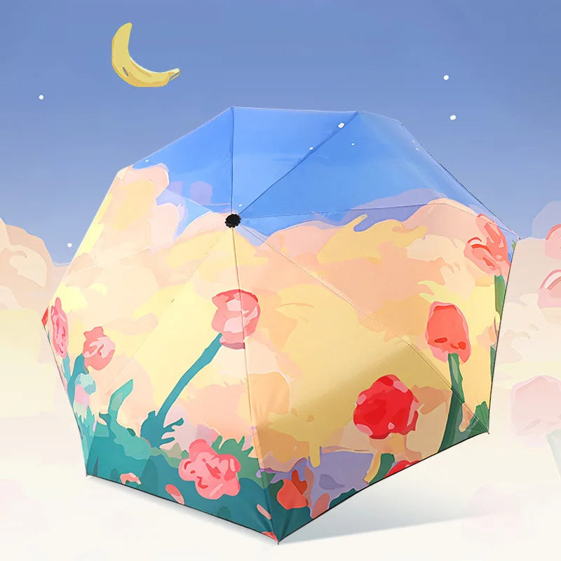 Jade Guigou Umbrella Cartoon Fully Automatic Student Folding Portable Umbrella Safe for both sunny and rainy use