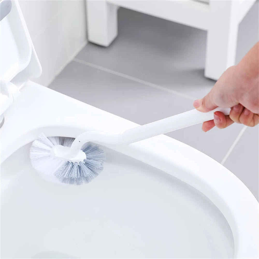 Japanese Style Toilet Brush S Shape Design Long Handle Soft Bristled Plastic Toilet Cleaning Brush Wall-Mounted Household Brush