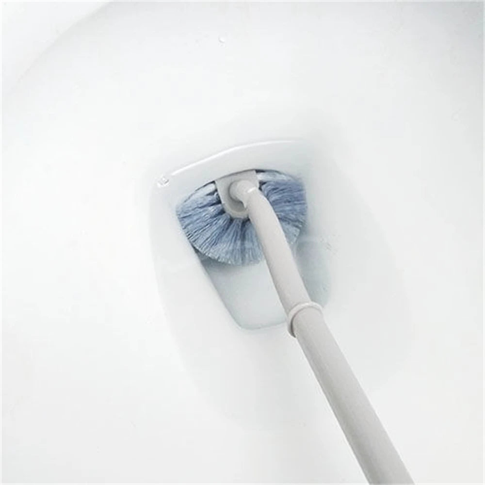 Japanese Style Toilet Brush S Shape Design Long Handle Soft Bristled Plastic Toilet Cleaning Brush Wall-Mounted Household Brush