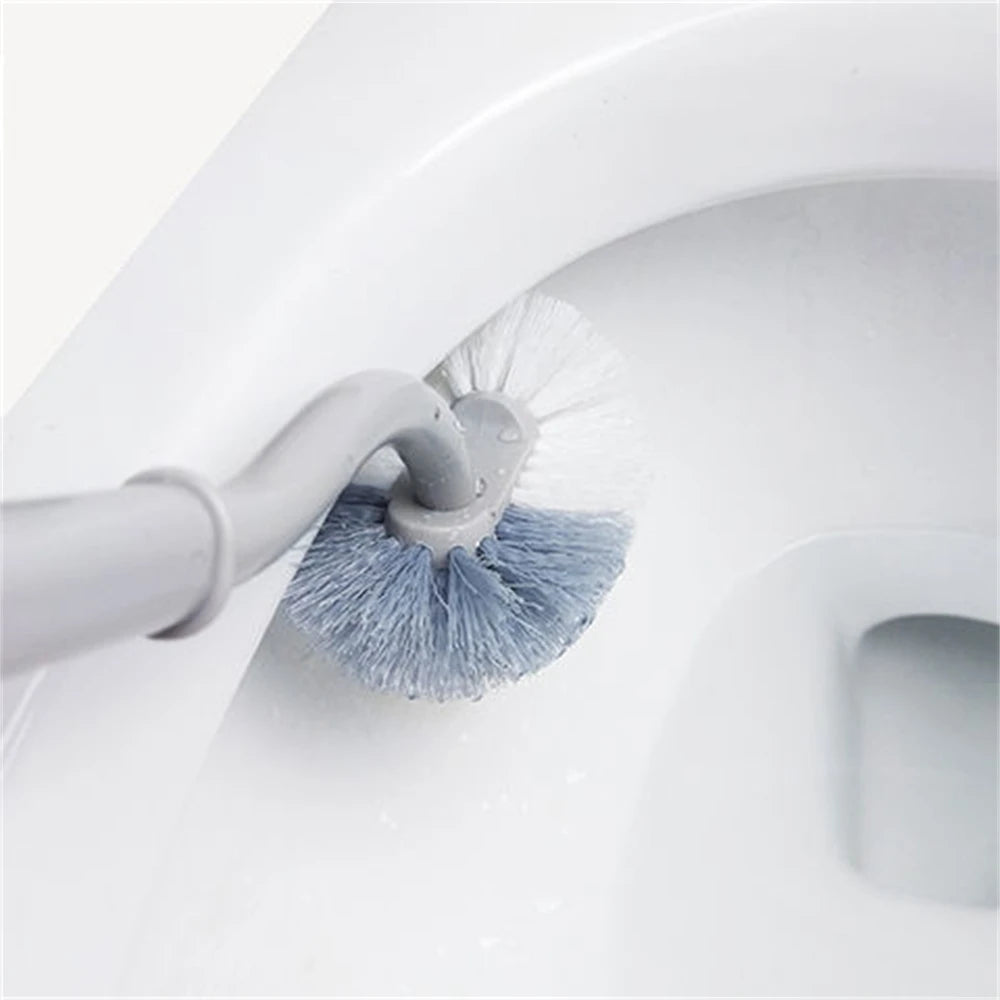 Japanese Style Toilet Brush S Shape Design Long Handle Soft Bristled Plastic Toilet Cleaning Brush Wall-Mounted Household Brush