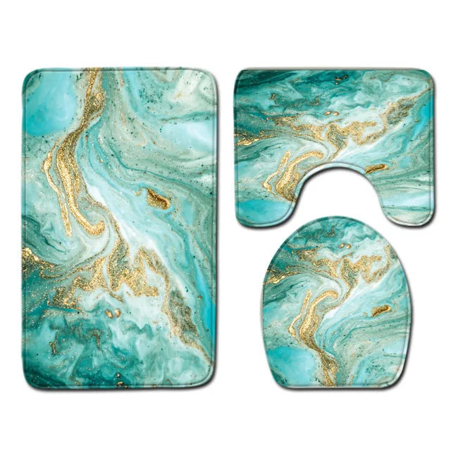 Marble Toilet Cover Floor Pad Bath Mat 3 pcs/Set Closestool Rug Bathroom Door Mat Flannel Absorbent Soft Bathr Toilet Carpet