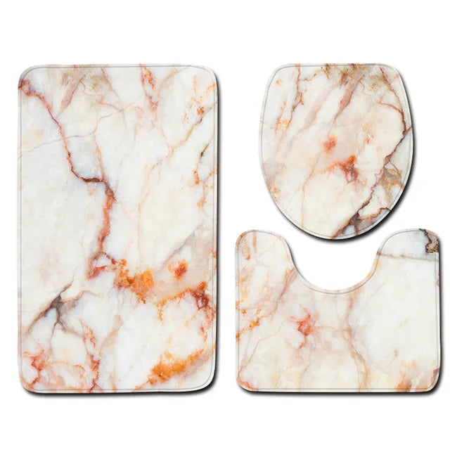 Marble Toilet Cover Floor Pad Bath Mat 3 pcs/Set Closestool Rug Bathroom Door Mat Flannel Absorbent Soft Bathr Toilet Carpet