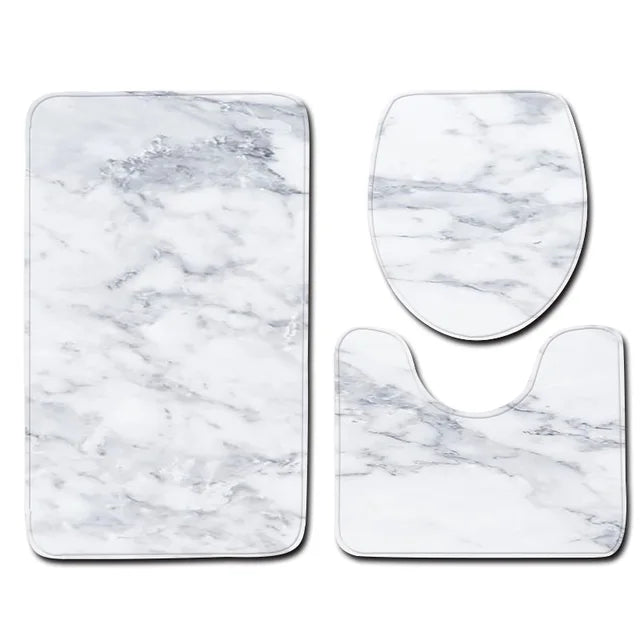 Marble Toilet Cover Floor Pad Bath Mat 3 pcs/Set Closestool Rug Bathroom Door Mat Flannel Absorbent Soft Bathr Toilet Carpet