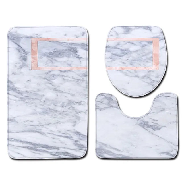 Marble Toilet Cover Floor Pad Bath Mat 3 pcs/Set Closestool Rug Bathroom Door Mat Flannel Absorbent Soft Bathr Toilet Carpet