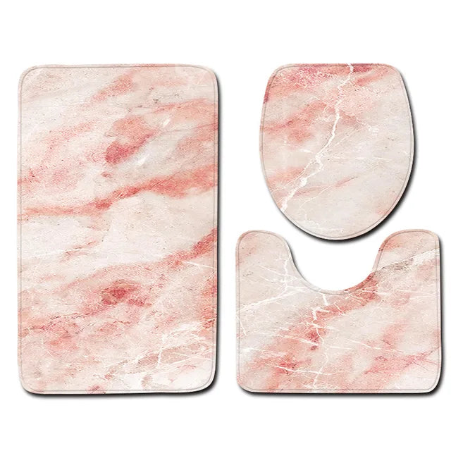 Marble Toilet Cover Floor Pad Bath Mat 3 pcs/Set Closestool Rug Bathroom Door Mat Flannel Absorbent Soft Bathr Toilet Carpet