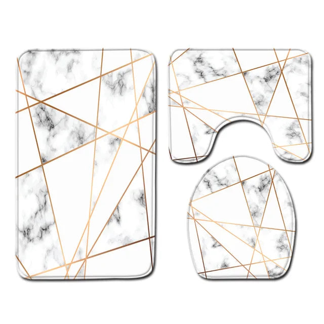 Marble Toilet Cover Floor Pad Bath Mat 3 pcs/Set Closestool Rug Bathroom Door Mat Flannel Absorbent Soft Bathr Toilet Carpet