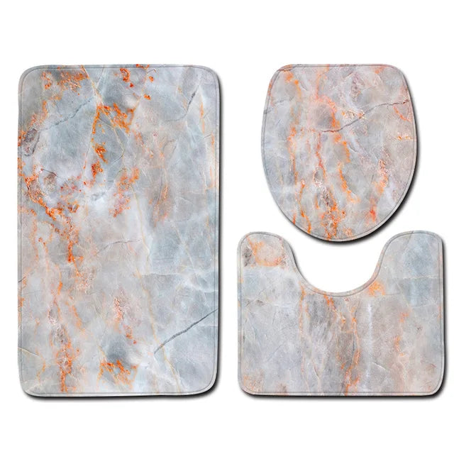 Marble Toilet Cover Floor Pad Bath Mat 3 pcs/Set Closestool Rug Bathroom Door Mat Flannel Absorbent Soft Bathr Toilet Carpet