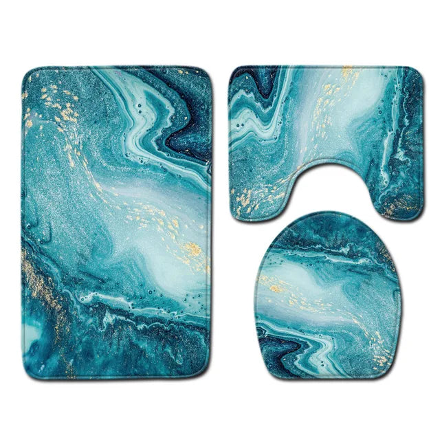 Marble Toilet Cover Floor Pad Bath Mat 3 pcs/Set Closestool Rug Bathroom Door Mat Flannel Absorbent Soft Bathr Toilet Carpet