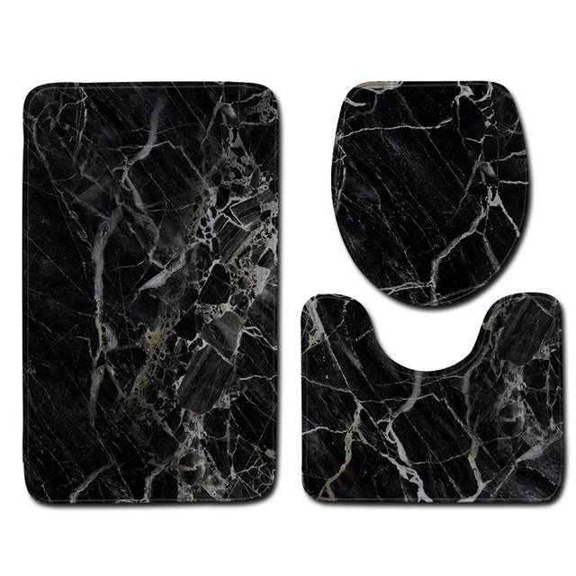 Marble Toilet Cover Floor Pad Bath Mat 3 pcs/Set Closestool Rug Bathroom Door Mat Flannel Absorbent Soft Bathr Toilet Carpet