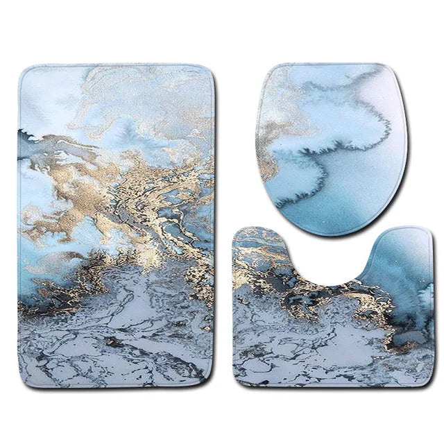 Marble Toilet Cover Floor Pad Bath Mat 3 pcs/Set Closestool Rug Bathroom Door Mat Flannel Absorbent Soft Bathr Toilet Carpet