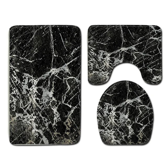 Marble Toilet Cover Floor Pad Bath Mat 3 pcs/Set Closestool Rug Bathroom Door Mat Flannel Absorbent Soft Bathr Toilet Carpet