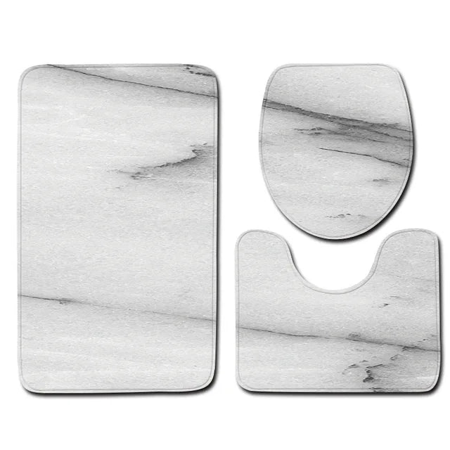 Marble Toilet Cover Floor Pad Bath Mat 3 pcs/Set Closestool Rug Bathroom Door Mat Flannel Absorbent Soft Bathr Toilet Carpet