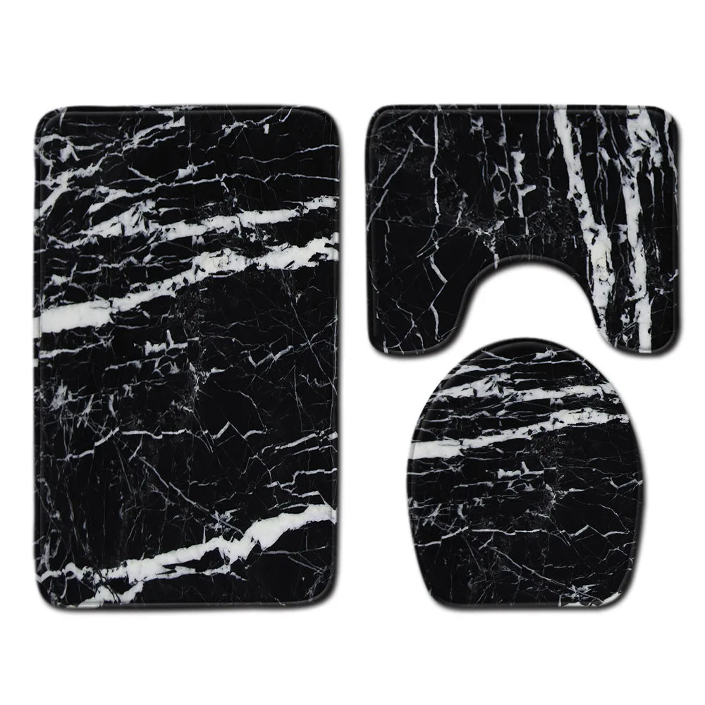 Marble Toilet Cover Floor Pad Bath Mat 3 pcs/Set Closestool Rug Bathroom Door Mat Flannel Absorbent Soft Bathr Toilet Carpet