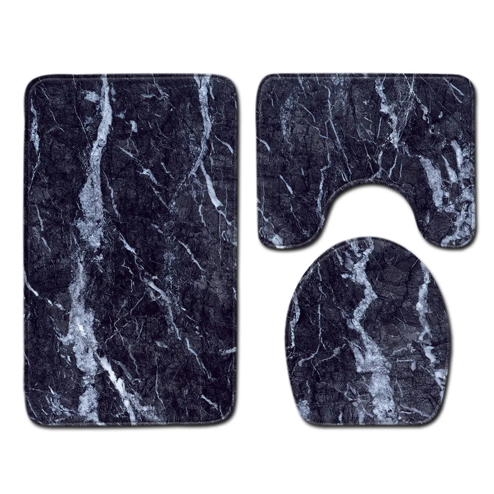 Marble Toilet Cover Floor Pad Bath Mat 3 pcs/Set Closestool Rug Bathroom Door Mat Flannel Absorbent Soft Bathr Toilet Carpet