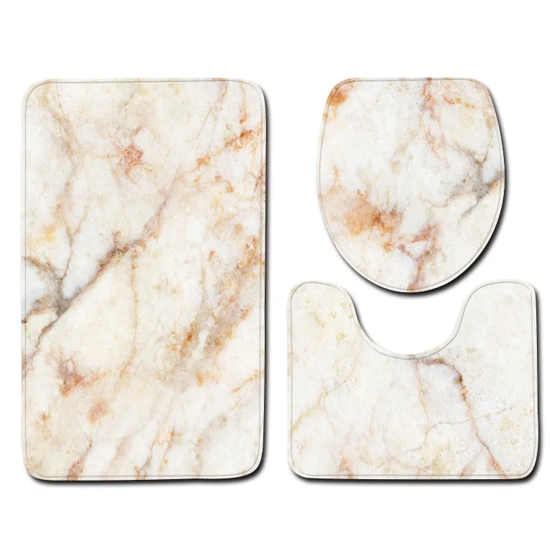 Marble Toilet Cover Floor Pad Bath Mat 3 pcs/Set Closestool Rug Bathroom Door Mat Flannel Absorbent Soft Bathr Toilet Carpet