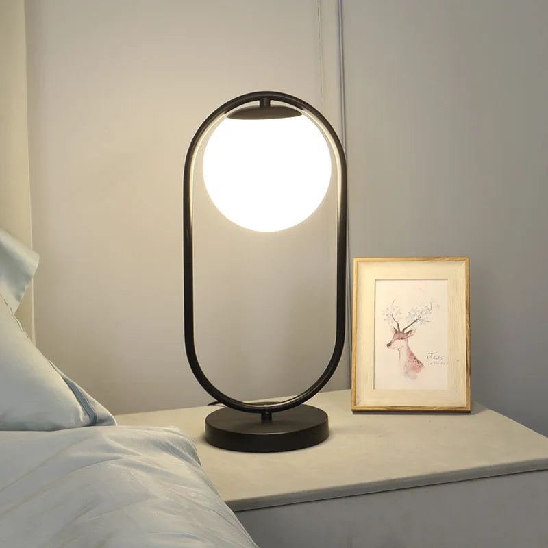 Modern LED Bedroom Table Lamp Modern LED Bedroom Table Lamp Nordic Glass ball Reading Light Living Room Decor Metal desk lamp