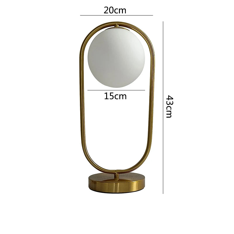 Modern LED Bedroom Table Lamp Modern LED Bedroom Table Lamp Nordic Glass ball Reading Light Living Room Decor Metal desk lamp