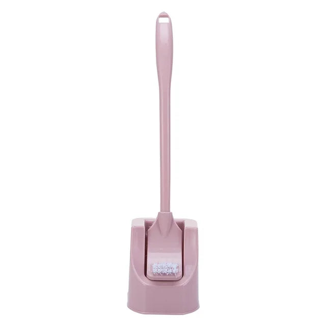 Multi-function Double Head Plastic Toilet Brush Set with Stand Curved Bathroom Cleaning Scrubber Thicken Handle Corner Brush