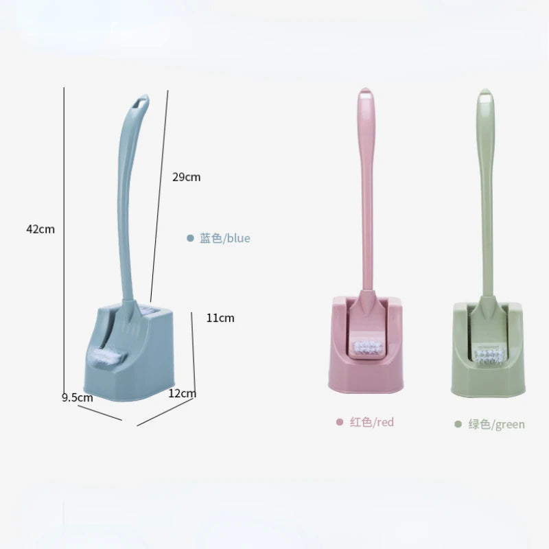 Multi-function Double Head Plastic Toilet Brush Set with Stand Curved Bathroom Cleaning Scrubber Thicken Handle Corner Brush