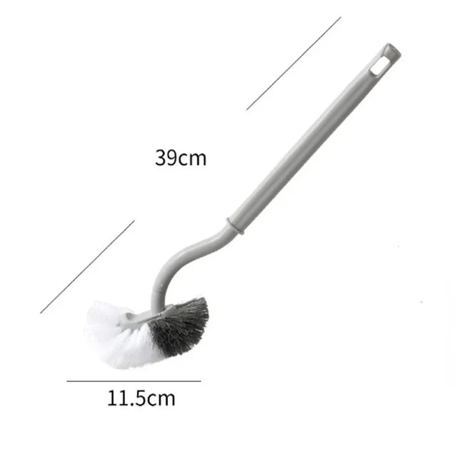 Multi-function Head Plastic Toilet Brush Curved Bathroom Cleaning Scrubber Bending Thicken Handle Corner Brush PP Holder