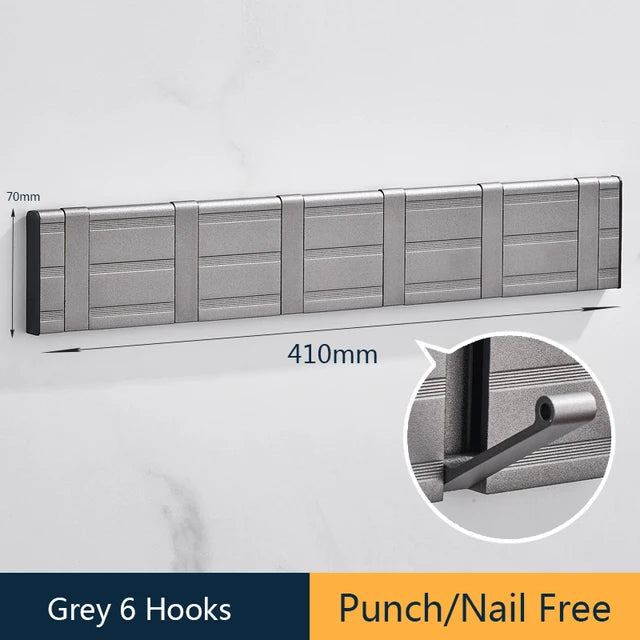 Nail Free Bathroom Coat Hook Wall Hangers Clothes Towel Holder Hang Robe Hooks Silver Wall Hook for Bathroom Kitchen Accessories