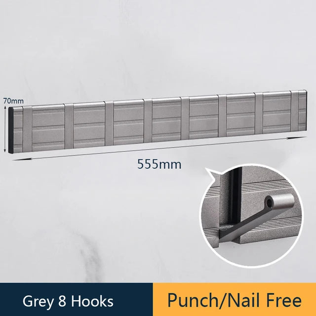 Nail Free Bathroom Coat Hook Wall Hangers Clothes Towel Holder Hang Robe Hooks Silver Wall Hook for Bathroom Kitchen Accessories