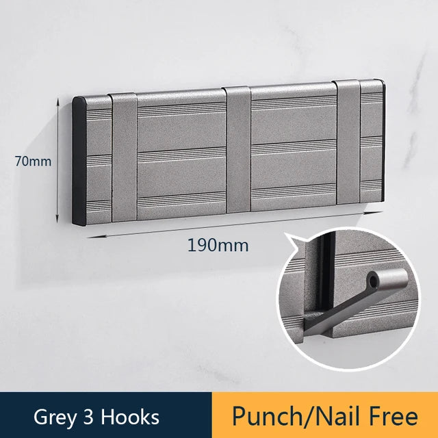 Nail Free Bathroom Coat Hook Wall Hangers Clothes Towel Holder Hang Robe Hooks Silver Wall Hook for Bathroom Kitchen Accessories