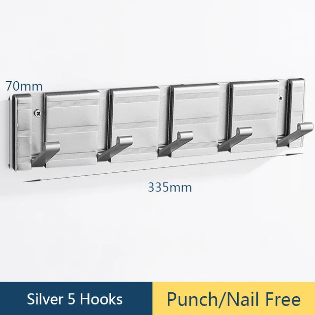 Nail Free Bathroom Coat Hook Wall Hangers Clothes Towel Holder Hang Robe Hooks Silver Wall Hook for Bathroom Kitchen Accessories