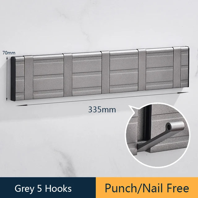 Nail Free Bathroom Coat Hook Wall Hangers Clothes Towel Holder Hang Robe Hooks Silver Wall Hook for Bathroom Kitchen Accessories