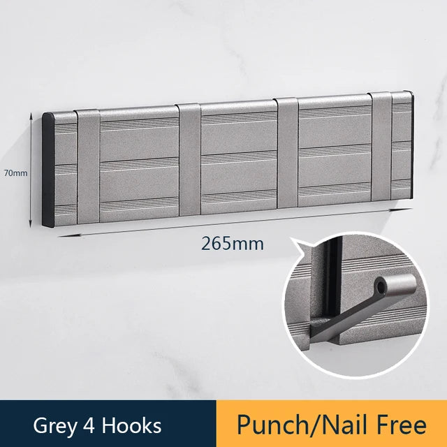 Nail Free Bathroom Coat Hook Wall Hangers Clothes Towel Holder Hang Robe Hooks Silver Wall Hook for Bathroom Kitchen Accessories