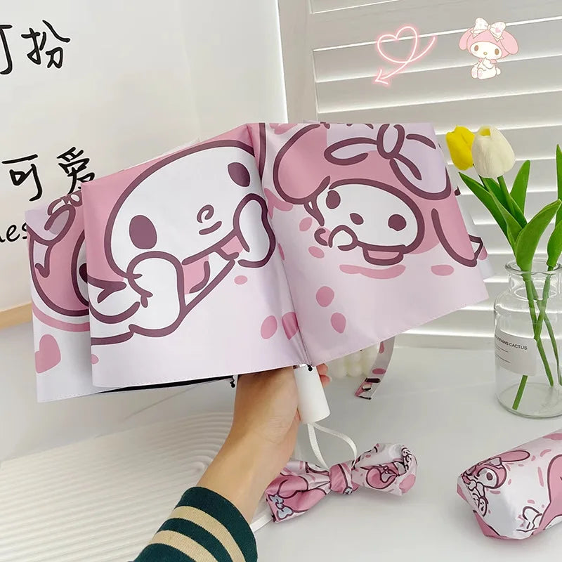 New Sanrio Melody Fully Automatic Umbrella Cartoon Anime Y2k Fashion Wind And Water Resistant Sun Rain UV Protection