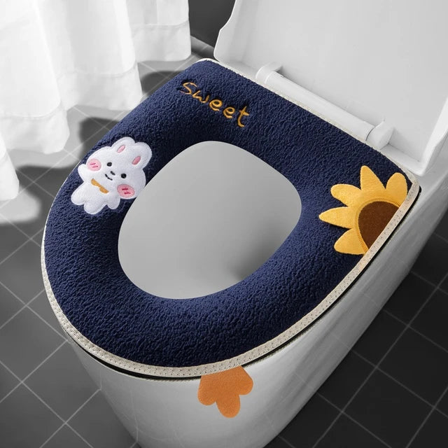 New Toilet Seat Cover Mat Zip Fastener Bathroom Toilet Pad Cushion with Handle Thicker Soft Toilet Cushion Bathroom Aceesories