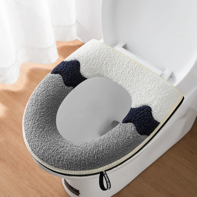 New Toilet Seat Cover Mat Zip Fastener Bathroom Toilet Pad Cushion with Handle Thicker Soft Toilet Cushion Bathroom Aceesories