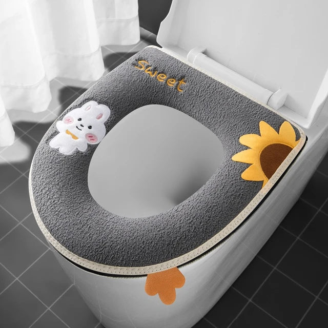 New Toilet Seat Cover Mat Zip Fastener Bathroom Toilet Pad Cushion with Handle Thicker Soft Toilet Cushion Bathroom Aceesories