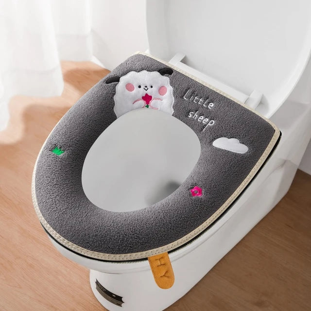 New Toilet Seat Cover Mat Zip Fastener Bathroom Toilet Pad Cushion with Handle Thicker Soft Toilet Cushion Bathroom Aceesories