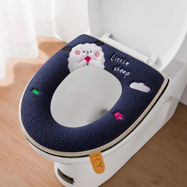 New Toilet Seat Cover Mat Zip Fastener Bathroom Toilet Pad Cushion with Handle Thicker Soft Toilet Cushion Bathroom Aceesories