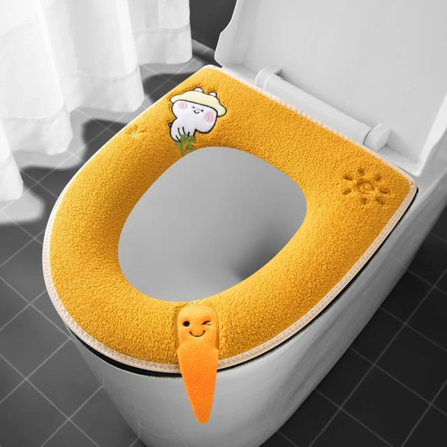 New Toilet Seat Cover Mat Zip Fastener Bathroom Toilet Pad Cushion with Handle Thicker Soft Toilet Cushion Bathroom Aceesories