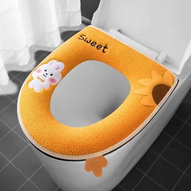 New Toilet Seat Cover Mat Zip Fastener Bathroom Toilet Pad Cushion with Handle Thicker Soft Toilet Cushion Bathroom Aceesories